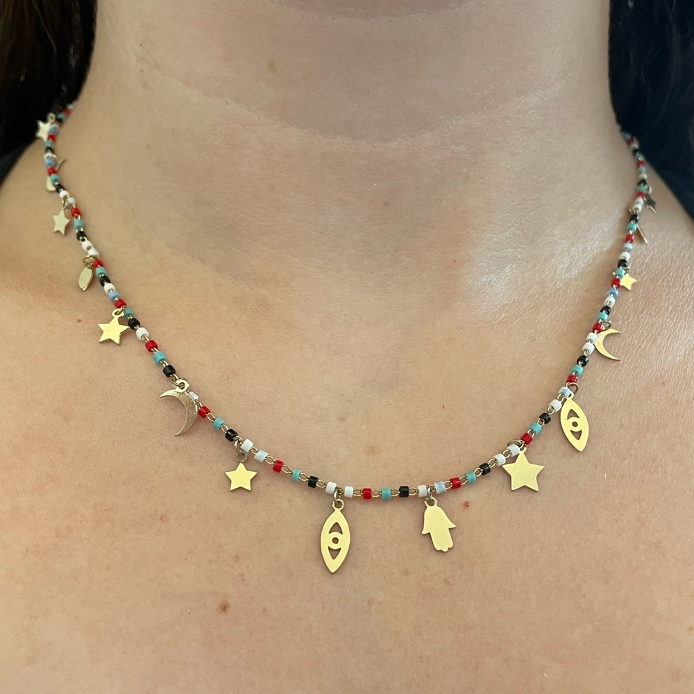 Gold charm necklace